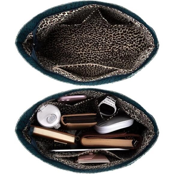 Womens Tote Bag with Zipper Peacock Blue - Picture 3 of 3